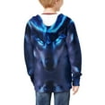 thumbnail image 2 of Chririnla Blue Eyes Wolf Kids Zip Up Hoodie with Pockets Long Sleeve Soft Comfy Casual Outerwear for School Travel ​​Size 10-12​​, 2 of 7