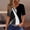 Black, variant on Plus Size Tops for women Short Sleeves Round Neck Printed Casual T Shirts Black S