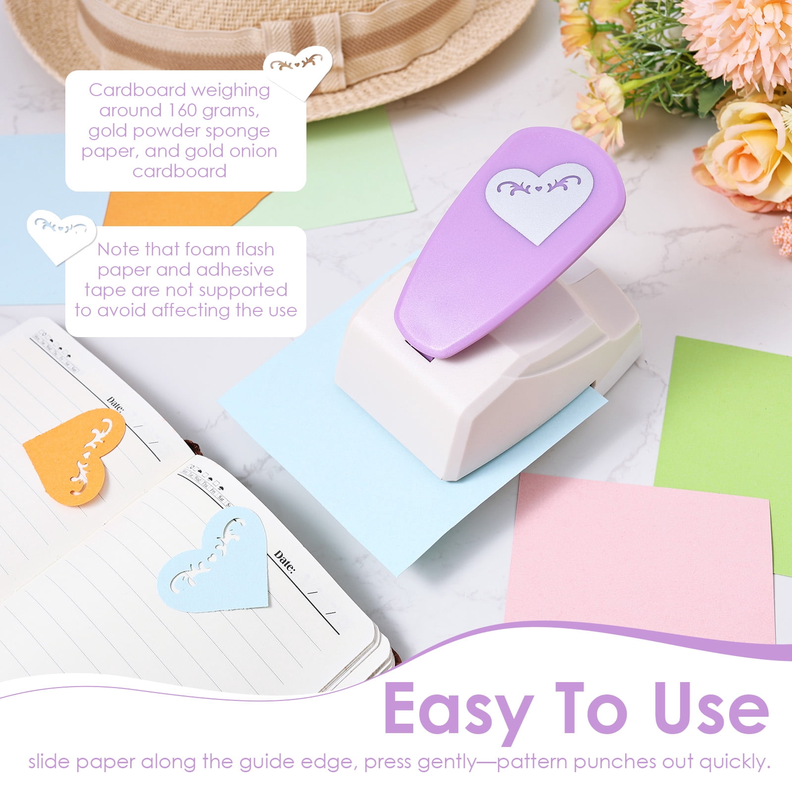 Ihvewuo Paper Punch Butterfly / Heart Hole Puncher for Scrapbooking DIY Handmade Paper Puncher for Crafts Scrapbook Cards Decoration Zinc Alloy+ABS Colorful