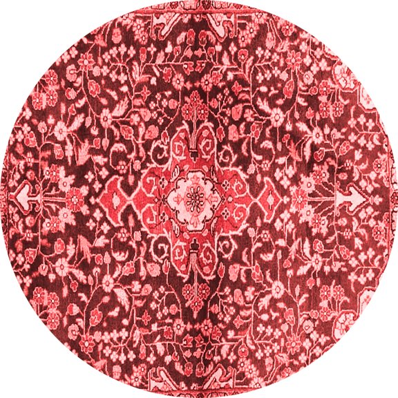 Ahgly Company Indoor Round Abstract Red Contemporary Area Rugs, 5' Round