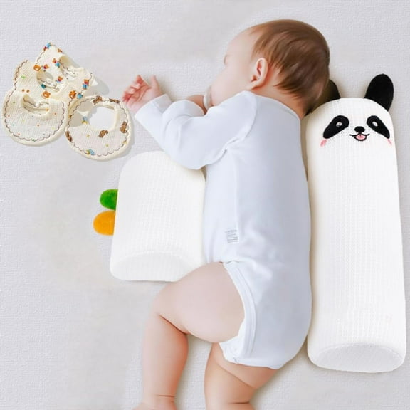 Baby Side Lying Wedge-Shaped Adjustable Soft and Breathable Portable Bed (Randomly Gifted with a Drool Towel as a Gift for The Baby) (White)