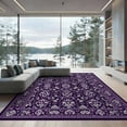 thumbnail image 2 of ODIKA 8'x10' Ultra-Soft Area Rug, Deep Purple Horror Bat Gothic Damask Vintage Scrollwork with Symmetrical Filigree Washable, Bare feet friendly, Silk-Touch for Bedroom, Under Sectional, 2 of 7