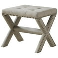 thumbnail image 1 of Best Master Banc d'Accent Carré Rembourré en Tissu Naturel/clous, 1 of 3