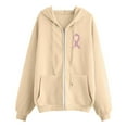 thumbnail image 4 of SHIXIAOO Chandails à Capuchon et Chandails pour Femmes pour Tenue Décontractée Style à Fermeture Éclair avec Imprimé Ruban de Sensibilisation au Cancer pour Confort Toute l'Année s'Agence Bien Chandail à Capuchon Uni Femmes plus Chandail Doux à Enfiler, 4 of 5