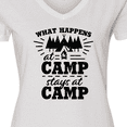 thumbnail image 4 of Inktastic What Happens at Camp Stays at Camp with Tent and Woods Women's V-Neck T-Shirt, 4 of 5