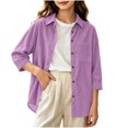 thumbnail image 5 of Smupbvky Corduroy Tops for Girl Collared Button up Shirts with Front Pocket Fall Long Sleeve Dressy Casual Blouses (14-15 Years, Purple), 5 of 9