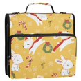 thumbnail image 2 of Haosy 3 Ring Zipper Binder with Shoulder Strap Waterproof Trapper Keeper 2 Inch D-Ring 500 Sheets Capacity, Rabbbit Wreath Bows Christmas, 2 of 8