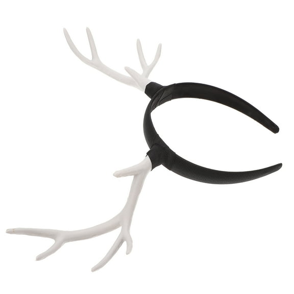 FRCOLOR Xmas Deer Horn Headpiece White Plastic Hair Accessory for Young Ladies