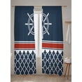 thumbnail image 5 of Sheer Curtains 96 Inches Long 2 Panels Set for Living Room, Navy Blue Coastal Semi Sheer Curtains for Windows, Nautical Ocean Sea Rudder Abstract Art Voile Window Treatments Rod Pocket Curtain, 5 of 7
