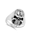 thumbnail image 4 of Yin Yang Biker Skull Skeleton Evil Ring .925 Sterling Silver Band Jewelry Female Male Unisex Size 13, 4 of 4