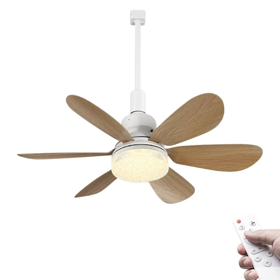 KAYYELAMP Crystal Shade H-Type Track Lighting/Fan Remote Dimmable Adjusted Wind Power Wood Fan Blade Modern Design For Living Room Bedroom Kitchen Indoor Plants