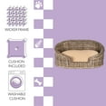 thumbnail image 3 of THE LICKER STORE Curvy 28.5" x 17.25" Classic Handwoven Rattan Pet Bed with Machine-Washable Cushion, Kubu Gray, DBD1000A, 3 of 10