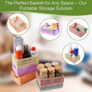 6-Pack Mini Plastic Crates,folding storage crate,Mini Plastic Baskets for Office Organization
