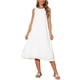 thumbnail image 1 of Vestidos de lino para mujer INSPIRE CHIC, con cuello redondo, corte holgado, sin mangas, vestidos de verano casuales con bolsillos, talla XL, color blanco, 1 of 6