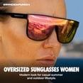 thumbnail image 3 of GRINDERPUNCH Polarized Shield Sunglasses for Men & Women, Oversized Flat Top Square Lens, UV400 Protection - Purple, 3 of 10