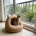 thumbnail image 5 of Bear Shaped Cat Bed Enclosed Cat Cave, Plush Fleece Warm Winter Bed for Small Cats/Kittens with Non-Slip Bottom & Removable Cushion, 5 of 6