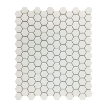 White Matte Porcelain Mosaic Hexagon Floor Wall Tile 1 Tile Sheet 10.25