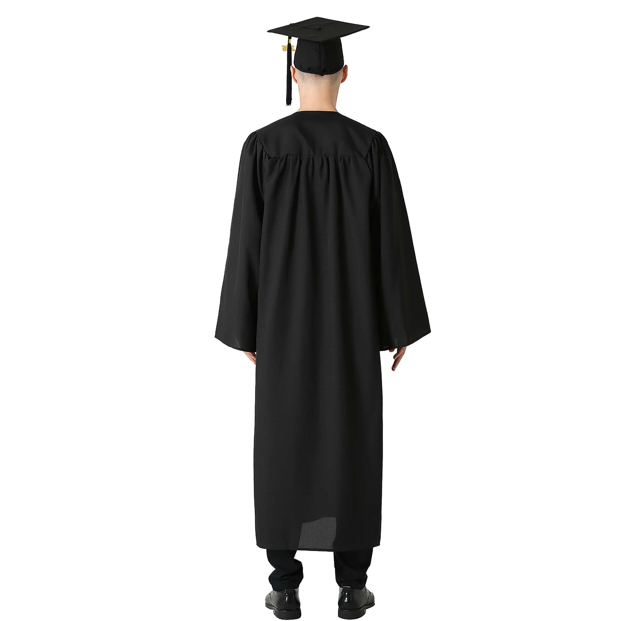 GraduationMall Matte Graduation Gown Cap Tassel Set 2026 for High School and Bachelor Black 51 (5'6"-5'8")