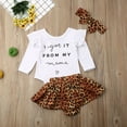thumbnail image 2 of Baby Girls 3PCS Outfit Set, Letter Ruffle Romper, Leopard Layer Pant, Hair Band, 2 of 9