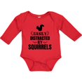 thumbnail image 3 of Inktastic Easily Distracted by Squirrels Boys or Girls Long Sleeve Baby Bodysuit, 3 of 5