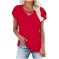 thumbnail image 3 of Camisas para mujer,Camiseta de manga 3/4 para mujer, blusa informal de cuello redondo, corte holgado, algodón sintético, ideal para el hogar y el uso diario, sopatenor, 3 of 9