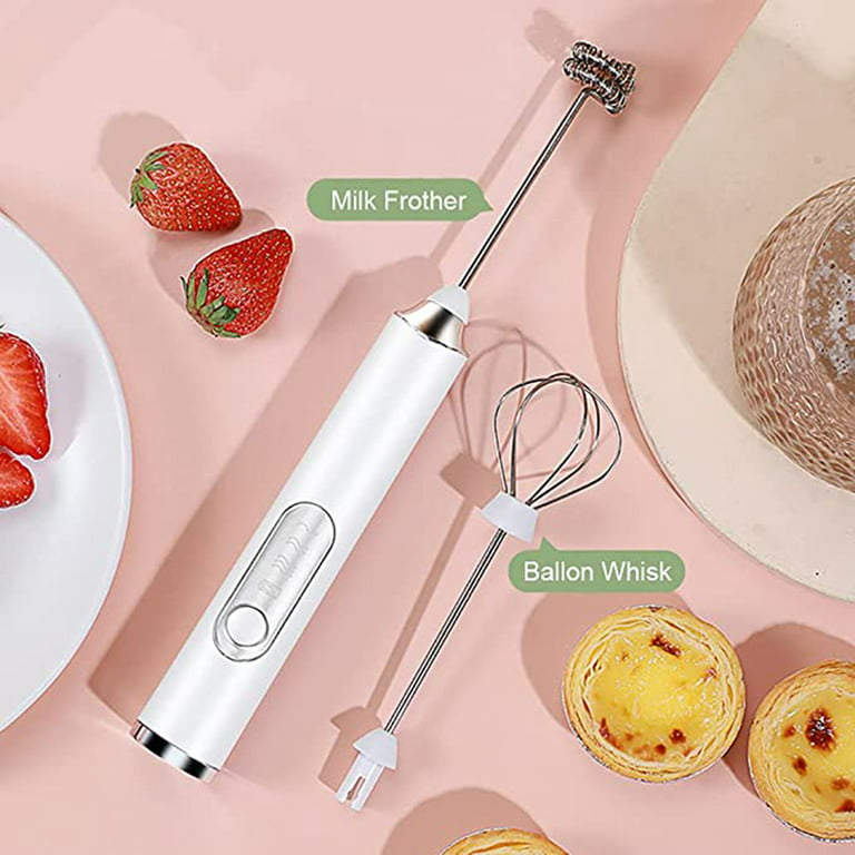 Electric Milk Frother, Handheld With Stainless Steel Stand, Usb