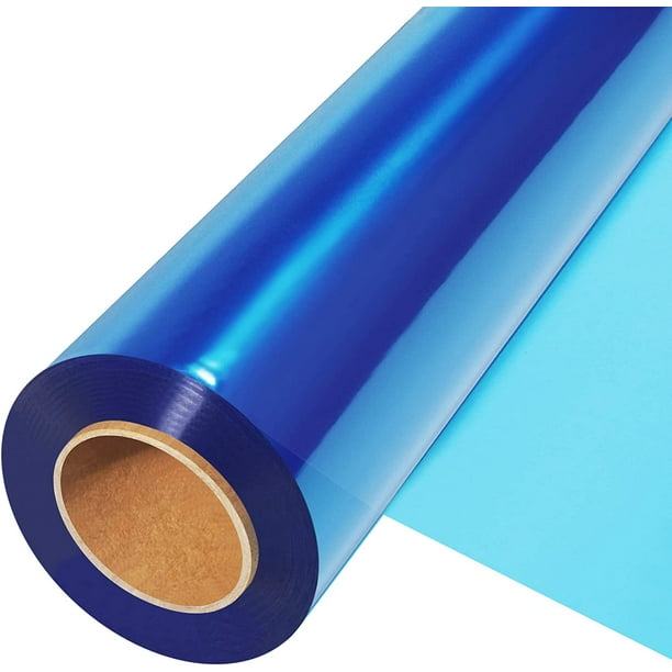 Joyit Blue Cellophane Wrap Roll, 100ft X 17.5in Transparent Blue 