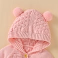 thumbnail image 3 of Winter Baby Boys Girls Sweaters Cardigans Autumn Pure Color Long Sleeve Knitted Newborn Infant Toddler Outwear Jackets with Hood, 3 of 5