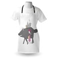 thumbnail image 3 of Fantasy Apron Girl in a Pink Dress Walking with a Giant Wolf Fir Forest and a Small House, Unisex Kitchen Bib Apron with Adjustable Neck for Cooking Baking Gardening, Pink Grey Peach, by Ambesonne, 3 of 3