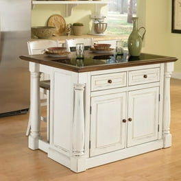 Aspen Rustic Cherry Kitchen Island and Two Bar Stools Walmart