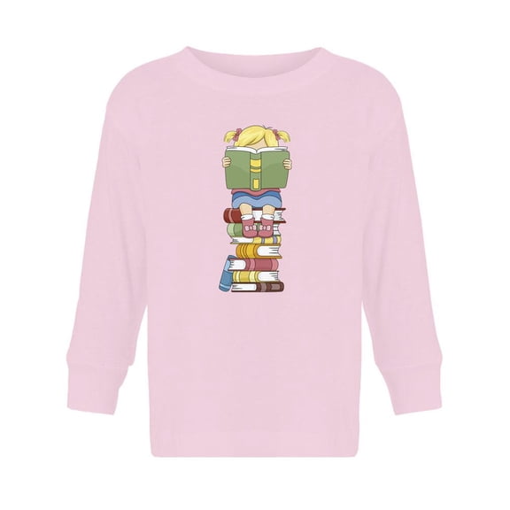 Kid Sitting On Books Long Sleeve Toddler -Image by Shutterstock,  5 Toddler