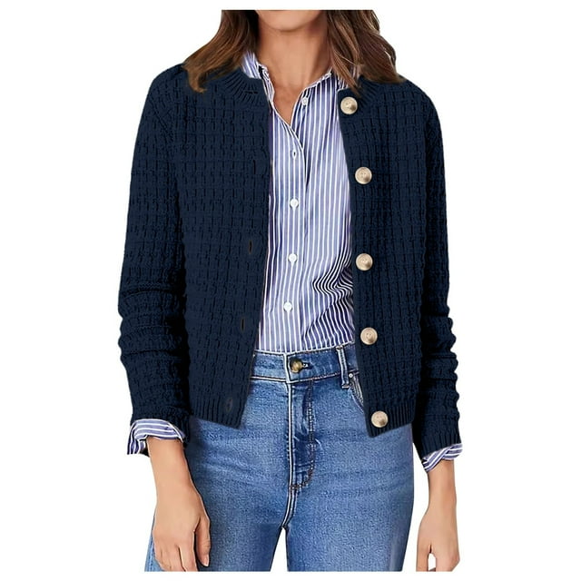 OJinShaWanO Cardigans pour Femmes Manches Longues Ouvert devant Veste en Tricot avec Boutons Doux et Chic Superposition