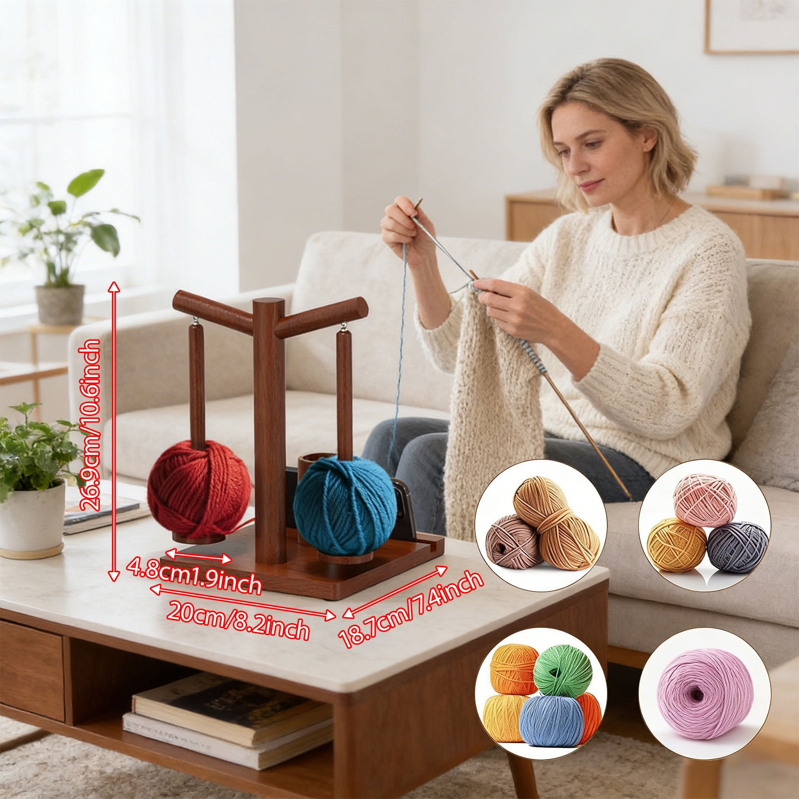 Yarn Dispenser Phone Stand Integrated Double Spindles Craft Organizers For Knitters And Crochet Enthusiasts