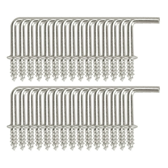 30pcs Cup Hooks Screw-in Wall 1/2 Inch Metal Thread Square Hooks Great for Indoor Outdoor Hanger Silver Gray
