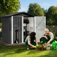 thumbnail image 4 of Uforic 6' x 4' Outdoor Metal Storage Shed, Large Tools Storage Shed, Heavy Duty Storage House with Lockable Double Doors & Air Vent for Backyard, Patio, Lawn, Dark Gray, 4 of 6