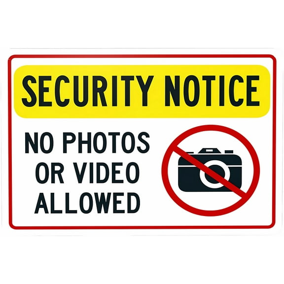 No Photos Or Video Allowed Sign - 8"x12" Security Warning Prohibition Metal Sign for Home Business Outdoor Indoor Garage Street Wall, Privacy Protection