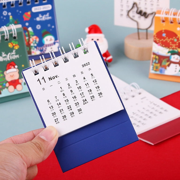 Limei Advent Calendar 2pcs Daily Schedule Mini Attractive Standing Flip 2023 Desktop Calendar Ornament, Yellow
