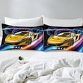 thumbnail image 4 of YST Boys Sports Car Full Sheets Yellow Race Car Bed Sheets Set,Racing Car Printed Flat Sheet Colorful Line Fitted Sheet Kids Girls Bedroom Decor,Microfiber 4 Piece, 4 of 5
