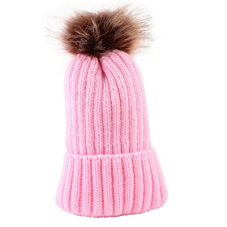 

Cute Winter Kids Baby Hats Knitted Wool Hemming Hat