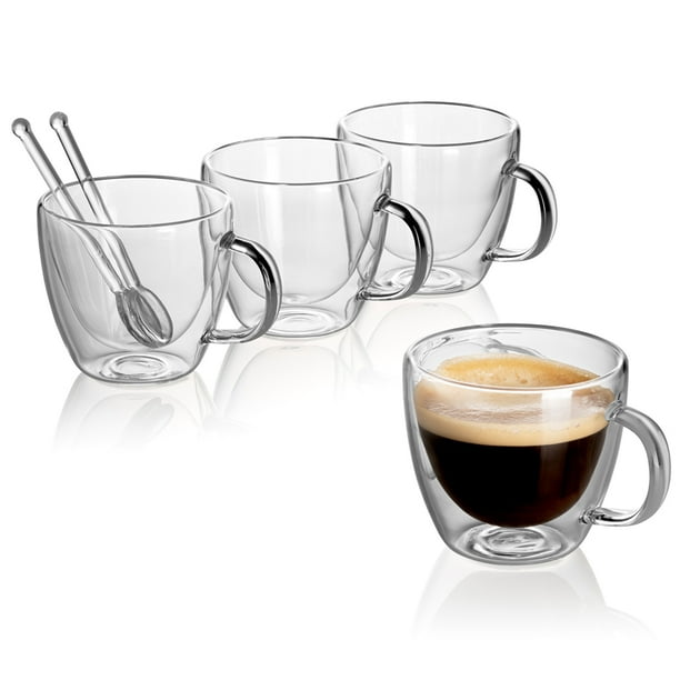 Double wall espresso glass espresso cups 5.4 oz. Set 4 Mug Walmart