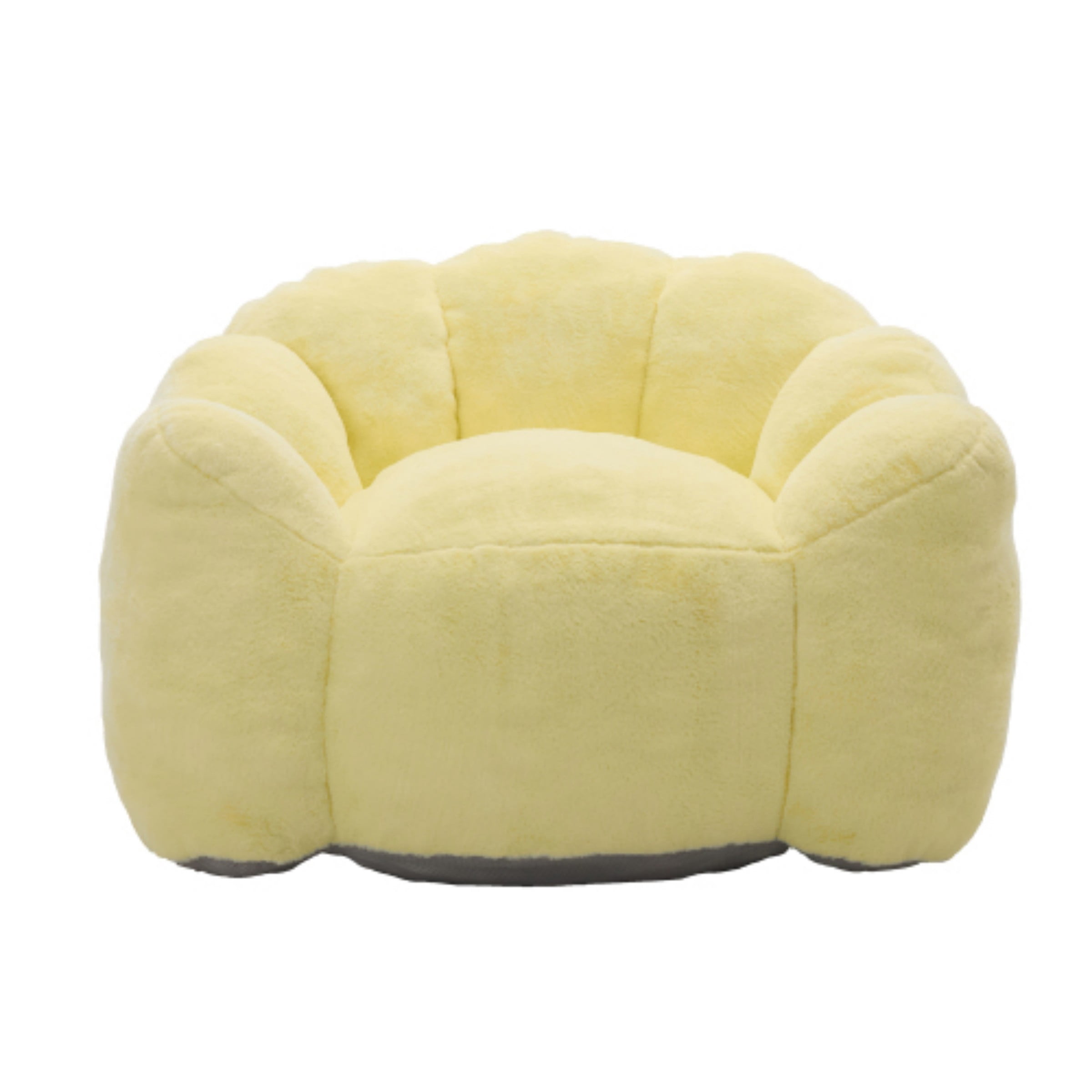 Lotus Bean Bag Sofa Chair for Adults, Memory Foam Lounge Chair with Pull Ring, Lazy Floor Sofa for Living Room Bedroom, Yellow