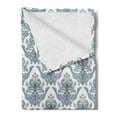 thumbnail image 2 of Winter Soft Flannel Fleece Blanket, Damask Inspired Classical Flowers Botanical Old Fashioned Foliage Motifs, Cozy Plush for Indoor and Outdoor Use, 50" x 70", Grey Pale Blue White, by Ambesonne, 2 of 5