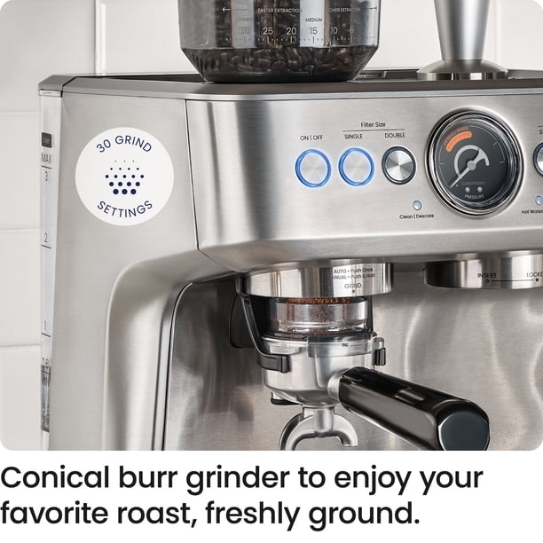 Chefman Crema Supreme Espresso Machine with Conical Burr Grinder