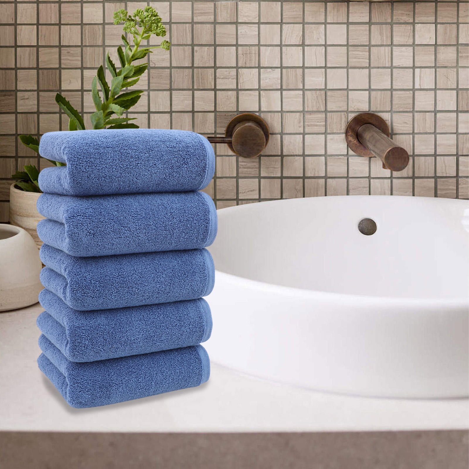 Gifts TTJ 5-Pack Plush Cotton Face Towel Set Soft Absorbent Washcloths Durable Quick Dry Hotel Quality Home Spa Essentials Multiuse Wash Towels For Personal Care