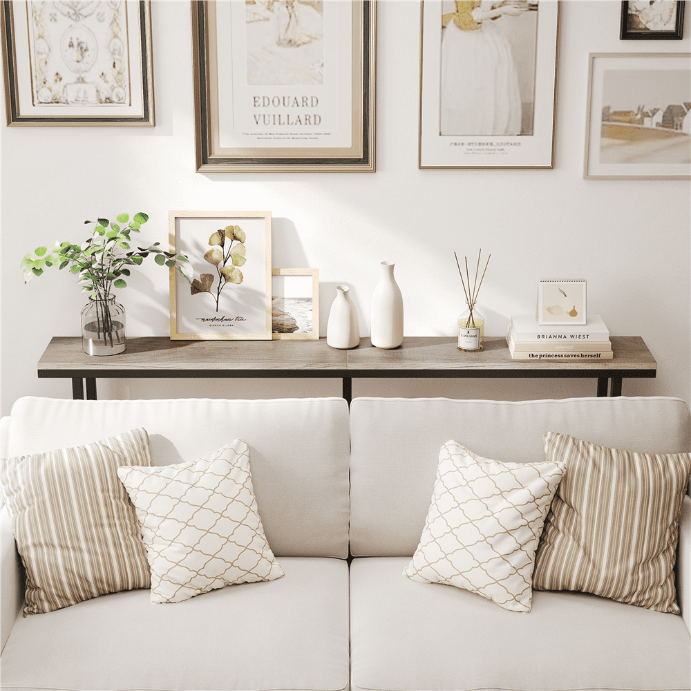Renwick 63" L Modern Extended Console Table for Hallway Living Room, Gray