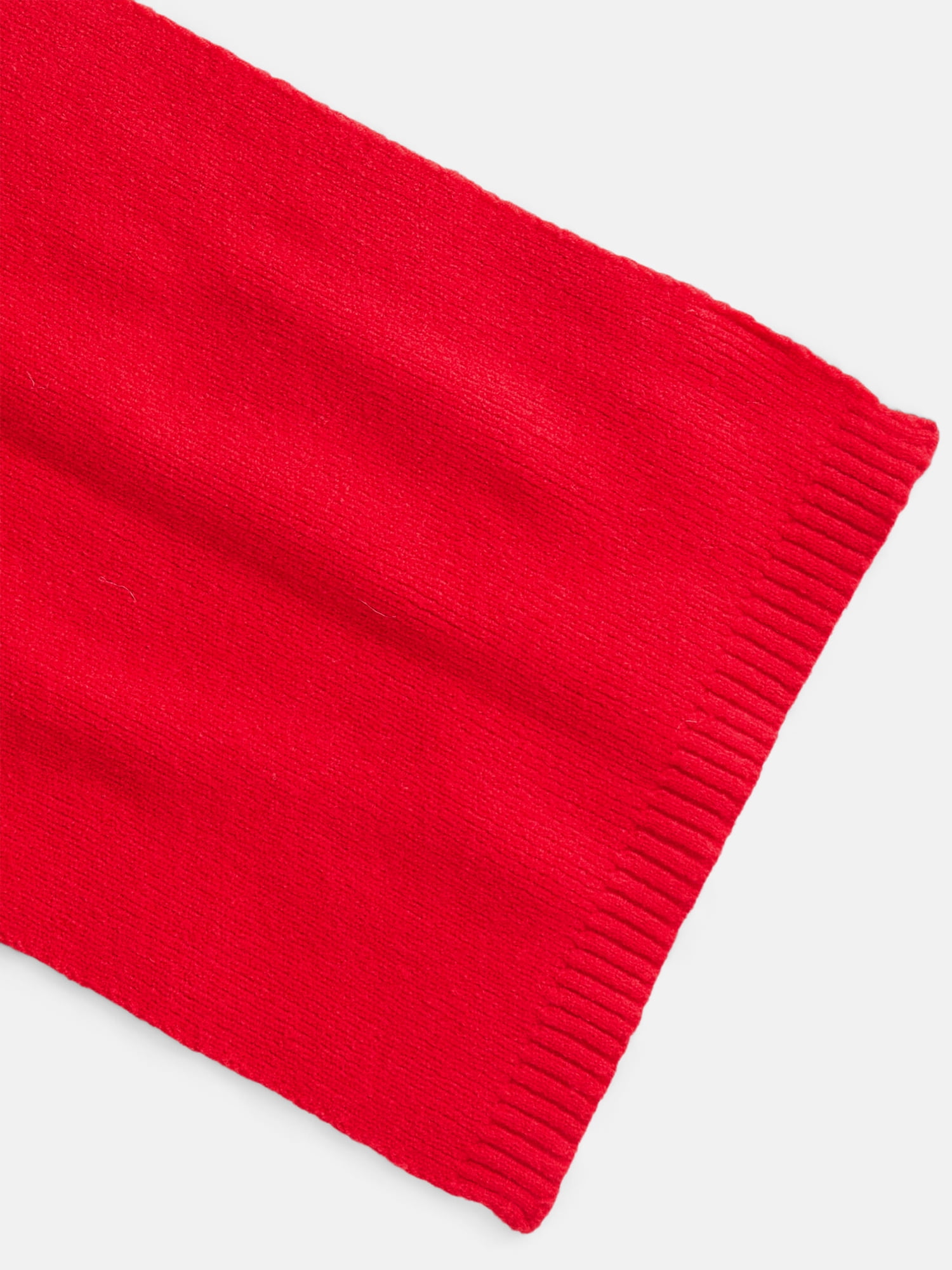 Scenario Women's Knit Oblong Scarf with Ribbed Trim, Brilliant Red
