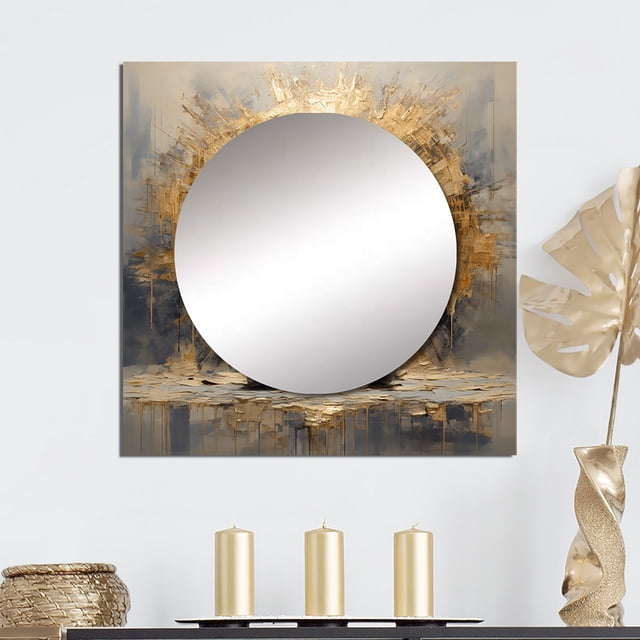 Designart "Meditative Minimalism Pose IV" meditation Square Mirror For Wall Decor - Large Beige Square Printed Wall Mirror Art - Square Traditional Mirror - Wall Mounted Square Large Mirror