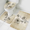 thumbnail image 3 of Yellow Beige Flower Bath Mat 3 Piece Bathroom Rug Set, Farmhouse Shabby Chic Wildflower Non Slip Bath Rug Contour Mat and Toilet Lid Cover, Absorbent Shower Mats Soft Bath Rugs and Mats Sets, 3 of 8