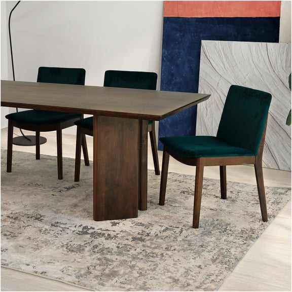 JERFIT 6-Seater Japandi Modern Dining Table Set with 4 Chairs, Solid Wood Kitchen Table for Dining Room, Oak Finish