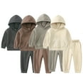 thumbnail image 3 of WOLLED Sweatsuit Set for Boys Girls Kids Toddler Fall Winter Hoodie Sweatsuit +trousers Two-Piece 1-7 Years Baby Solid Color Sweatsuit Outfit, 3 of 9